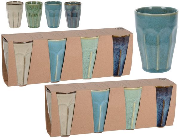 Koopman Becher Mug Kaffeebecher 330 ML Porzellan Bunte Farben 4/8/12 St, 8-tlg, Porzellan, 8 Becher, 330ml Becher, 4 Farben, Porzellan, Trinkbecher