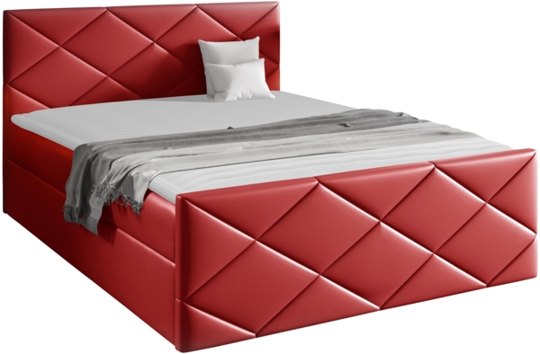 Mirjan24 Boxspringbett Alpiry, Rot, 160 x 200 cm, Kunstleder