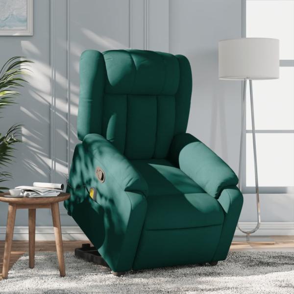 vidaXL Massagesessel mit Aufstehhilfe Dunkelgrün Stoff 3205334