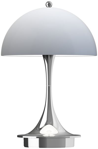 Panthella 160 tragbare Tischleuchte Chrom Opal Blau/Grau