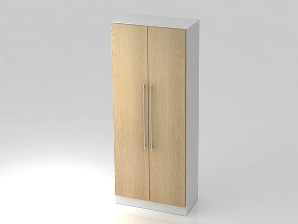 Garderobenschrank 5OH, Sockelblende RE Weiß / Eiche