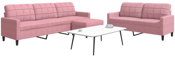vidaXL 3-tlg. Sofagarnitur mit Kissen Rosa Samt 3278484