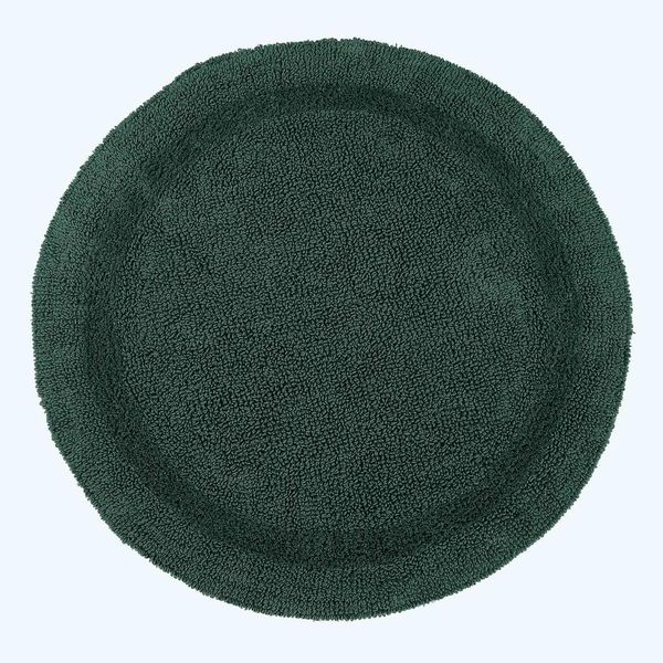 Homescapes Runde Badematte waldgrün, Premium Badvorleger 80 cm, Badteppich Baumwolle mit Wende-Design