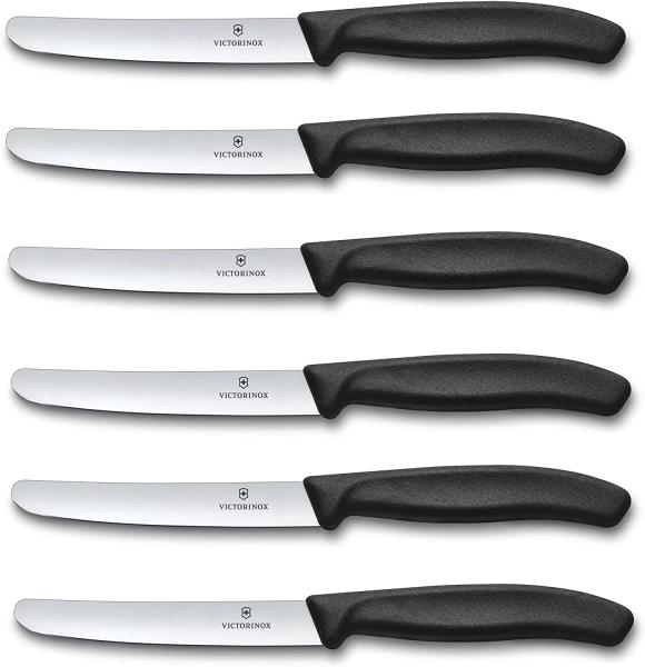 Victorinox | Tafelmesser Set Swiss Classic Schwarz | 6er Pack | glatte Klinge | präzise Verarbeitung | perfekt für jede Tafelrunde