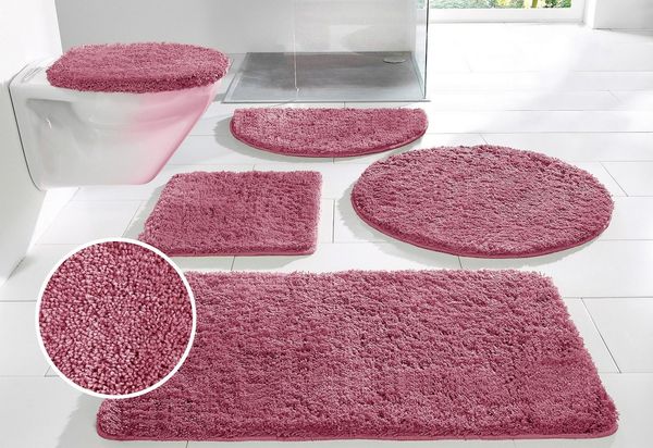 OTTO home Badematte Inga, Badezimmer Teppich, Badvorleger, Höhe 20 mm, rutschhemmend beschichtet, schnell trocknend, strapazierfähig, fußbodenheizungsgeeignet, Polyester, rechteckig, Badteppich, unifarben, weich, als halbrund und rechteckig erhältlich