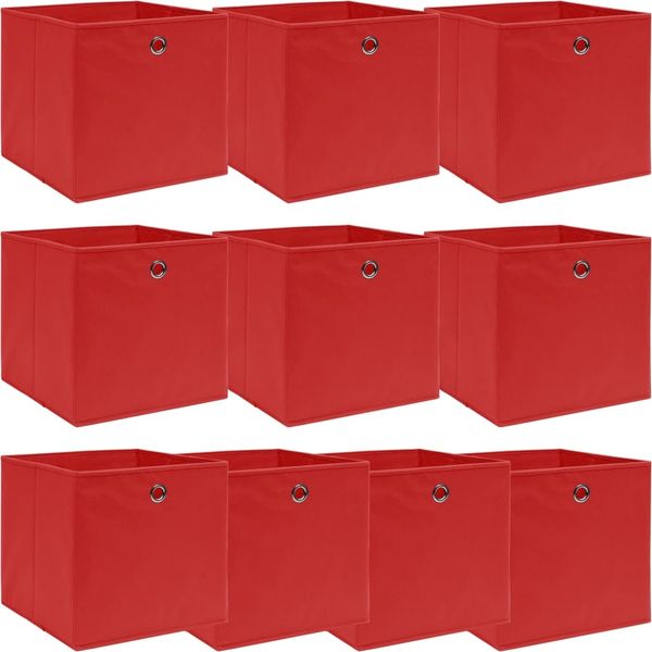 vidaXL Aufbewahrungsboxen 10 Stk. Rot 32x32x32 cm Stoff 288363