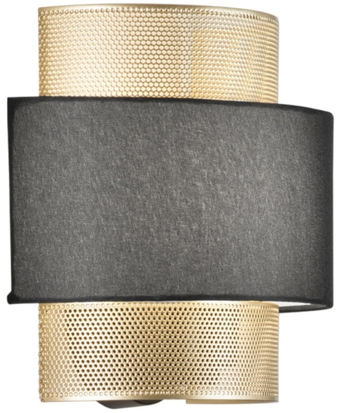 LED Wandlampe Metall Gold mit Stoffblende Schwarz, Breite 25cm Bild 2