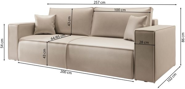 Selsey 'Farese Cuero' Schlafsofa 3-Sitzer mit Bettkasten, Kunstleder, Dunkelgrau Bild 5