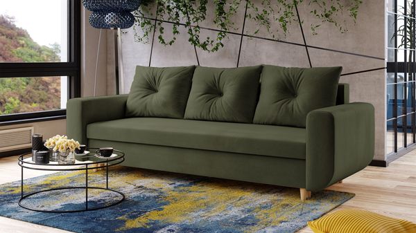 AX LIVING Cheriton Schlafsofa Modern 222 cm Dunkelgrün mit Schlaffunktion