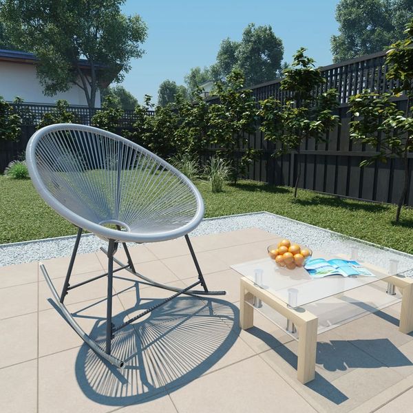 vidaXL Schaukelstuhl Mondstuhl Grau Poly Rattan 44482