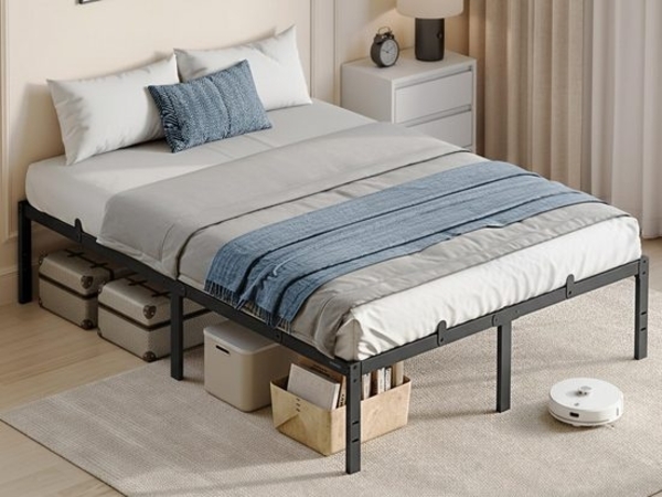 VASAGLE Doppelbettgestell, 140x200 cm, Bettrahmen, Unterbettaufbewahrung, schwarz