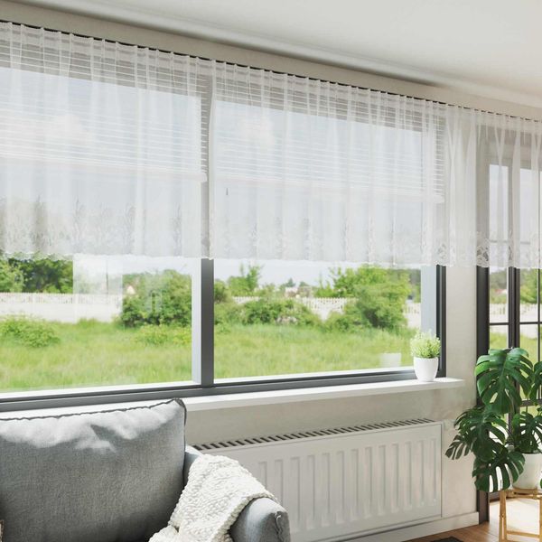 vidaXL Spitzenvorhang mit Vorhängen Weiß 100 x 1200 cm Polyester 4107970