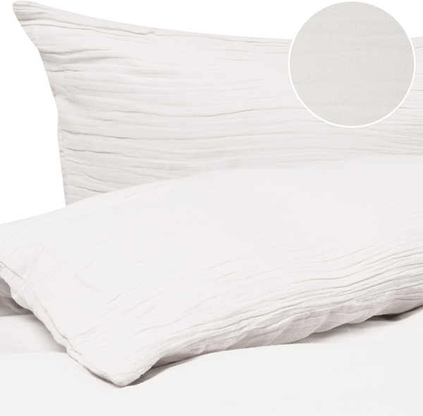 Bettwäsche-Set SUMNER Baumwollmusselin 220 x 240 cm Cremeweiß
