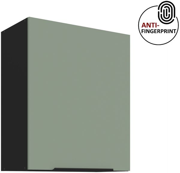 Küchen Hängeschrank 60 cm ARIA Aquamarin ultra matt + Schwarz matt, hochwertige Fronten mit Anti Fingerprint Beschichtung Küchenzeile Küchenblock