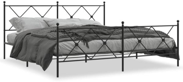 vidaXL Metallbett ohne Matratze mit Fußteil Schwarz 180x200 cm 376524