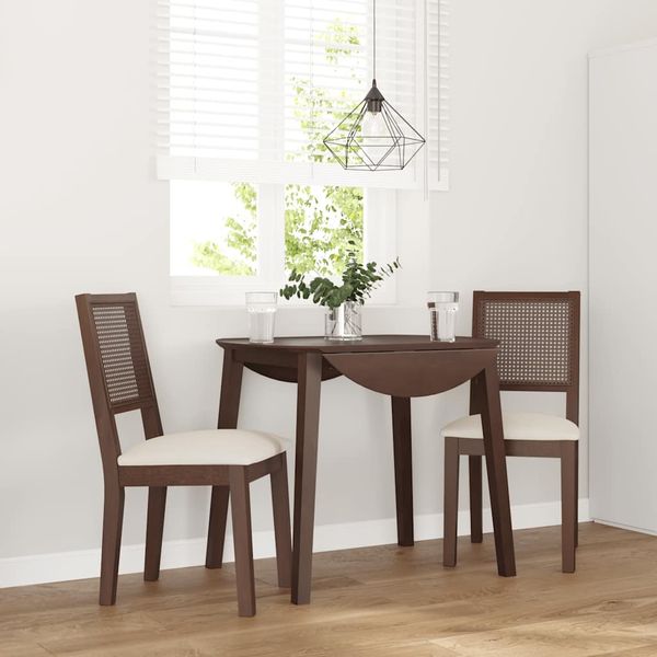 vidaXL Esszimmerstühle mit Kissen 2 Stk. Braun Massivholz Gummibaum 4102476