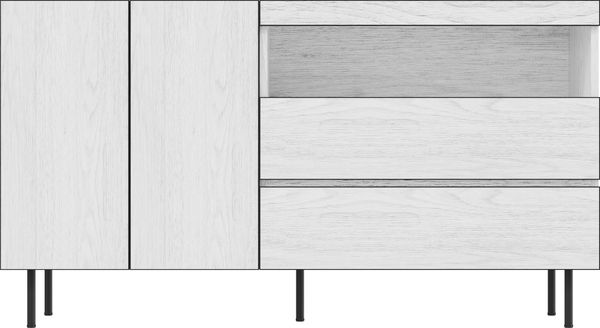Modernes, minimalistisches Sideboard,Doppeltüren,Doppelschubladen,Offene Regale,Multifunktionaler Aufbewahrungsschrank für Wohn- und Esszimmer Bild 9