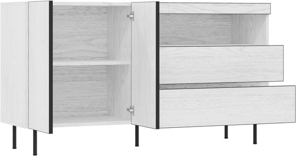 Modernes, minimalistisches Sideboard,Doppeltüren,Doppelschubladen,Offene Regale,Multifunktionaler Aufbewahrungsschrank für Wohn- und Esszimmer Bild 10