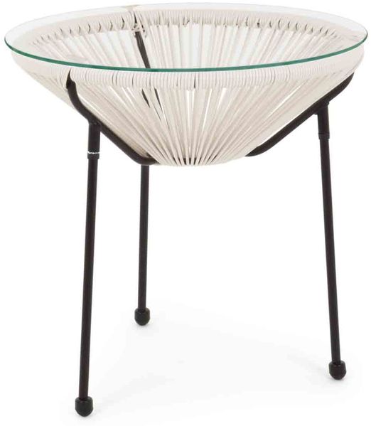 Beistelltisch Kerpa mit Glasplatte, Metall-Gestell modern, Weiß, rund, 50 cm, ideal für Dein Zuhause