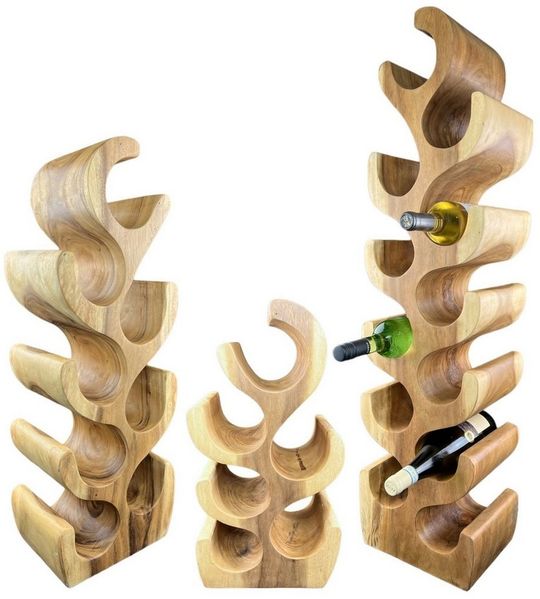 FaHome Weinregal Massiv Holz: Handgefertigter, Edler & Hochwertiger Weinhalter, (50/70/100x27x18) Natur