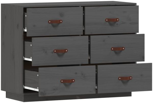Sideboard Grau 100 x 40 x 75 cm Massivholz Kiefer [820144] Bild 6