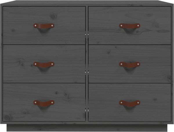 Sideboard Grau 100 x 40 x 75 cm Massivholz Kiefer [820144] Bild 5