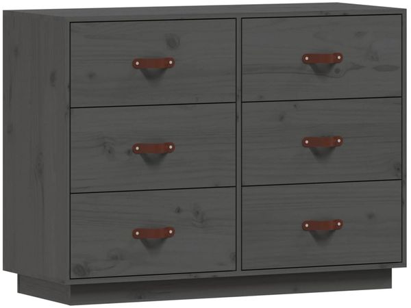 Sideboard Grau 100 x 40 x 75 cm Massivholz Kiefer [820144] Bild 2