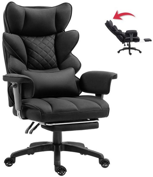 Dowinx Gaming-Stuhl Bürostuhl Ergonomisch mit Taschenfeder-Kissen (Packung), Chefsessel mit weiche Rückenlehne und verstellbare Lendenkissen