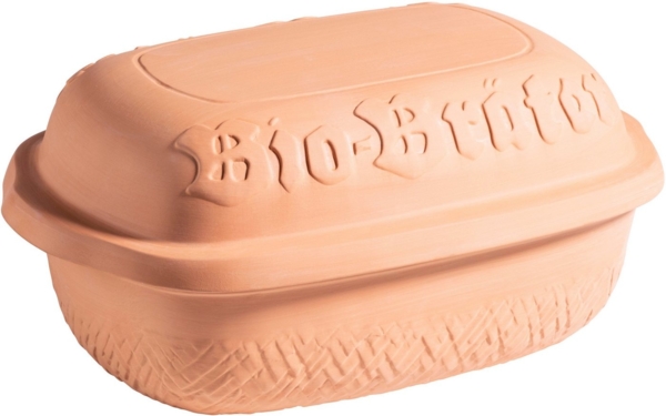 MÄSER 934115 Bio-Bräter Tontopf mit Deckel, fasst ca. 4,5 L, Keramik Topf für schonendes, fettfreies Dampfgaren, als Römertopf (Schmortopf) für Braten, Geschmortes oder Auflauf im Backofen, Natur Ton