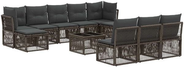 vidaXL Gartensofa-set 11 pcs Grau Poly-Rattan 3434360