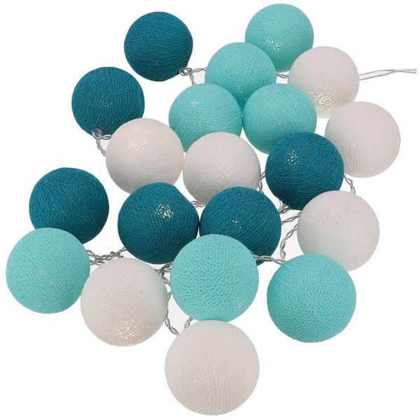 Guru-Shop LED-Lichterkette Stoff Ball Lichterkette 20`er LED Kugel Lampion..