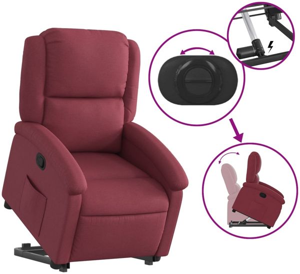 vidaXL Relaxsessel mit Aufstehhilfe Weinrot Stoff 3204167 Bild 6