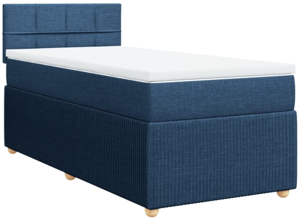 vidaXL Boxspringbett mit Matratze Blau 100x200 cm Stoff 3287373