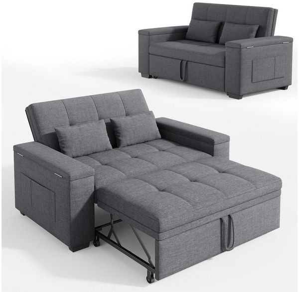 Bealife Schlafsofa 2-Sitzer, Drei verstellbare Rückenlehnenwinkel, B:157CM, Armlehne mit Stauraum