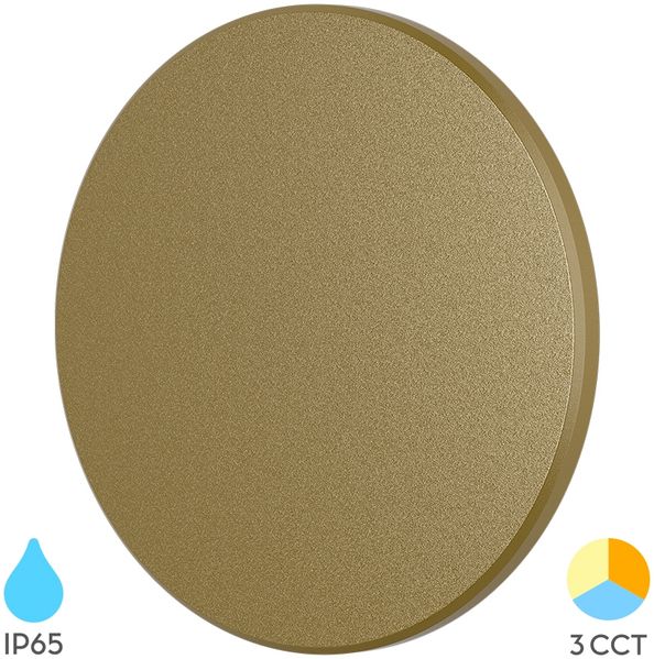 LED Wandleuchte 12W Gold Rund – 3CCT IP65 Designlampe