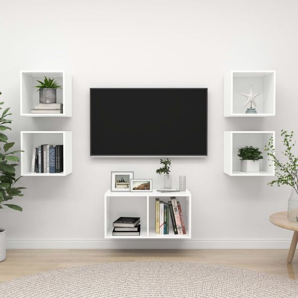 vidaXL 5-tlg. TV-Schrank-Set Weiß Spanplatte [3079601]