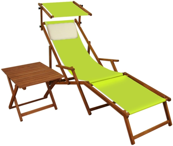 Gartenliege Sonnenliege pistazie Liegestuhl Fußteil Sonnendach Tisch Deckchair 10-306 F S T KH Bild 13