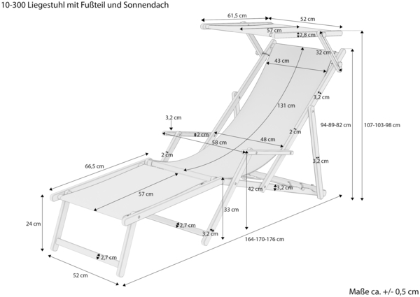 Gartenliege Sonnenliege pistazie Liegestuhl Fußteil Sonnendach Tisch Deckchair 10-306 F S T KH Bild 6