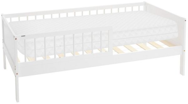 ML-DESIGN Kinderbett Bodenbett Juniorbett inkl. Lattenrost Einzelbett für Kinder Kinderbett, Junior-Bett mit Rausfallschutz & Matratze Bettrahmen aus MDF / Kiefer