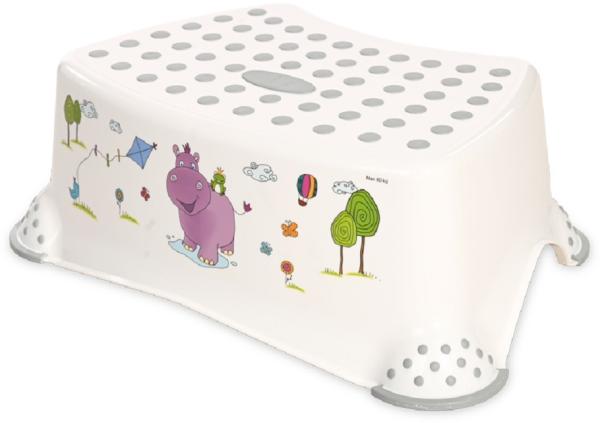 Lorelli einstufiger Kinder Badhocker Hippo, Tritthocker rutschfest, Gummi-Noppen