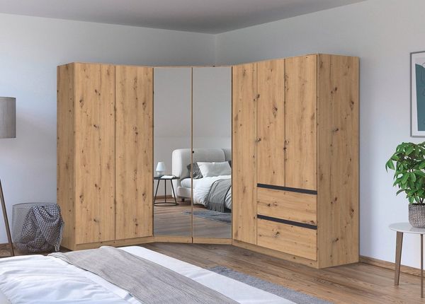 rauch Schrank-Set Kleiderschrank Schrank Garderobe Wäscheschrank COSTA mit Spiegel, viel Platz, grifflose Front und Push-to-Open Funktion MADE IN GERMANY