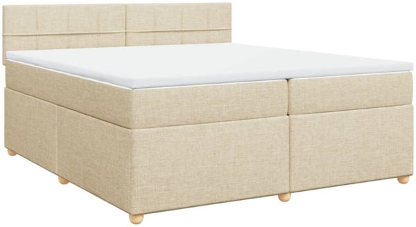 vidaXL Boxspringbett mit Matratze Creme 200x200 cm Stoff 3286792