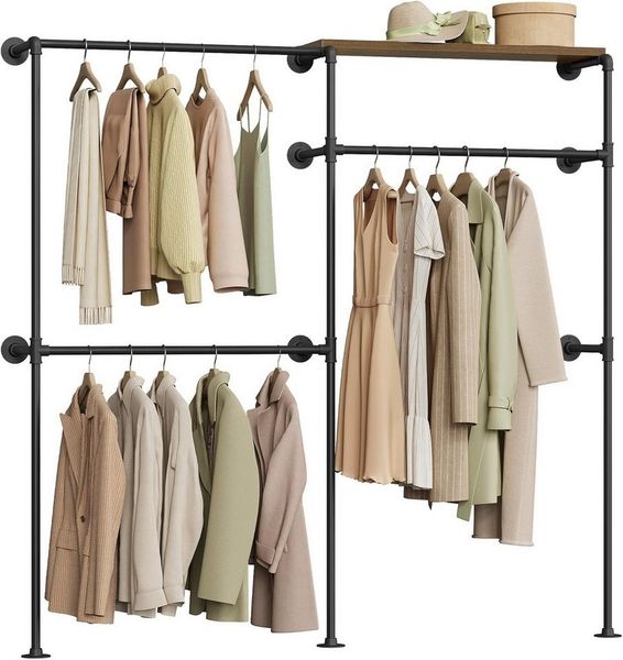 Woltu Kleiderständer, (1 St), offener Kleiderschrank Kleiderständer mit 5 Ablagen, Metallrohre