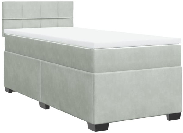 vidaXL Boxspringbett mit Matratze Hellgrau 90x200 cm Samt 3286222