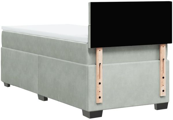 vidaXL Boxspringbett mit Matratze Hellgrau 90x200 cm Samt 3286222 Bild 10