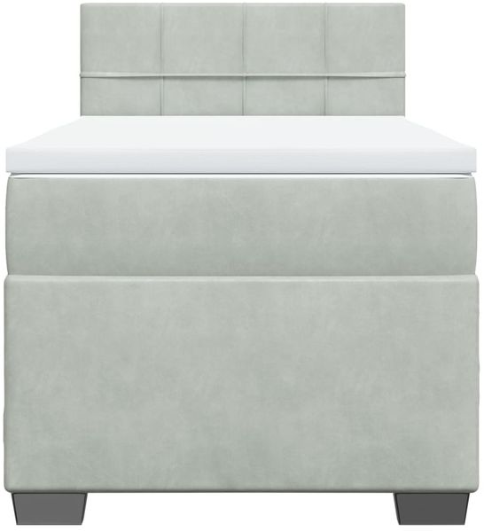 vidaXL Boxspringbett mit Matratze Hellgrau 90x200 cm Samt 3286222 Bild 4