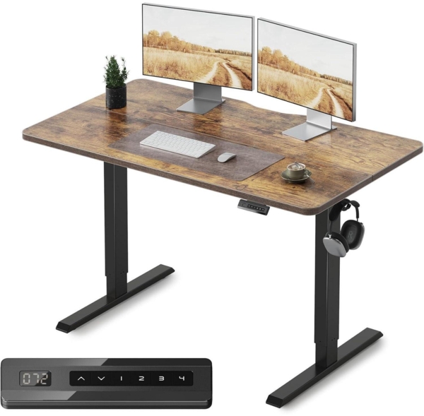 Höhenverstellbarer Schreibtisch Elektrisch 120 x 60 cm Memory Anti-Kollisions