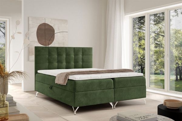 Boxspringbett Schlafzimmerbett CANDELA 120x220cm Stoff Coral Grün