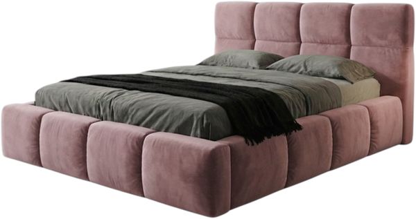 Polsterbett VELUNO 140 x 200 cmmit Matratze und Bettkasten. Farbe: Rosa Matratzenhärte: H4 - Hart Bild 3