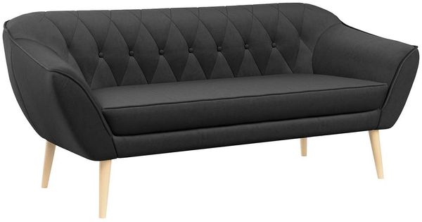 Sofa, Skandinavischer Stil, Holzbeine - PIRS - 3 Sitzer - Grau - Velours Bild 2